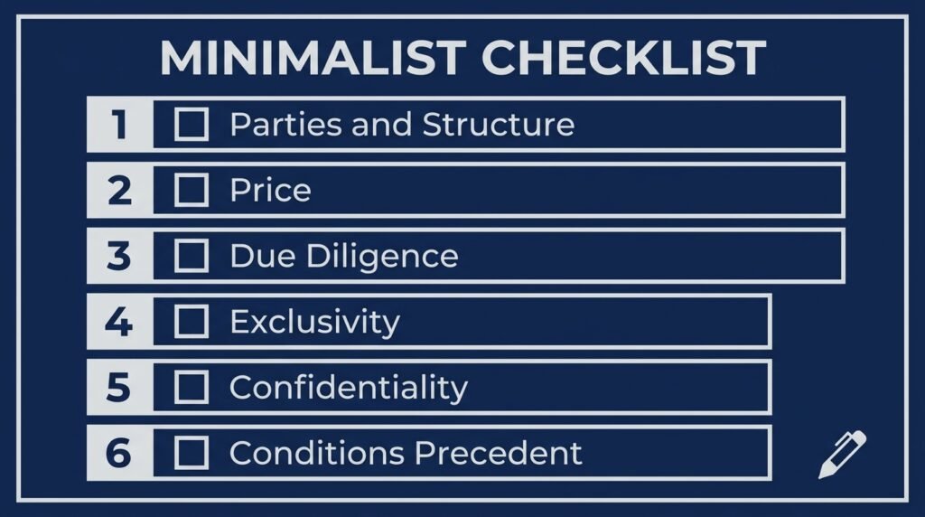 Checklist of six key elements in a UK business purchase Letter of Intent
