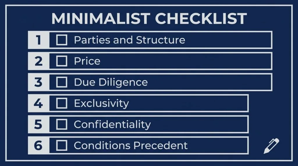 Checklist of six key elements in a UK business purchase Letter of Intent