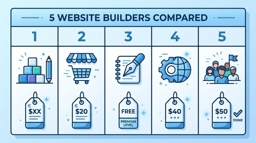 UK website builder pricing comparison table