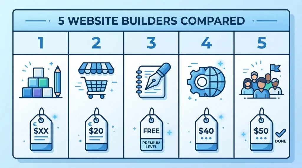 UK website builder pricing comparison table