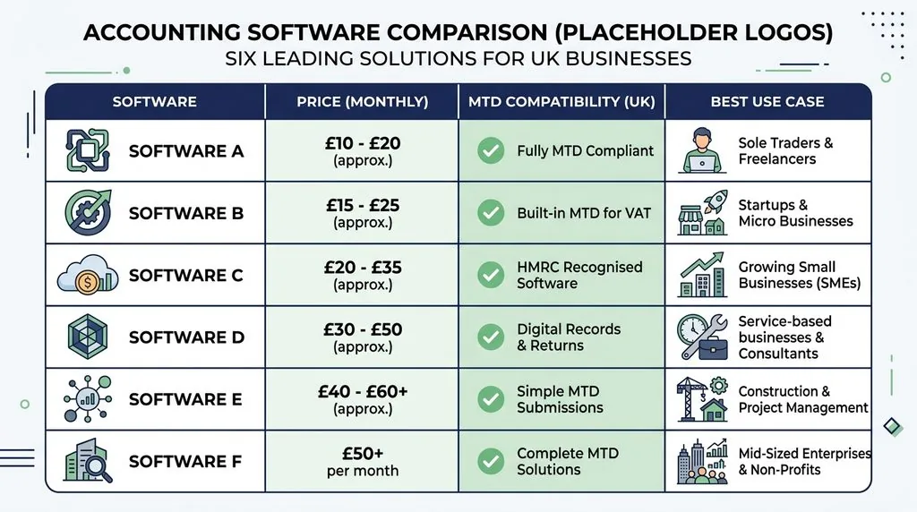Comparison table of best free accounting software options for UK small businesses