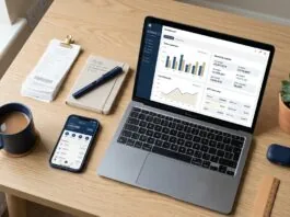 UK sole trader using free Making Tax Digital compatible accounting software on a laptop