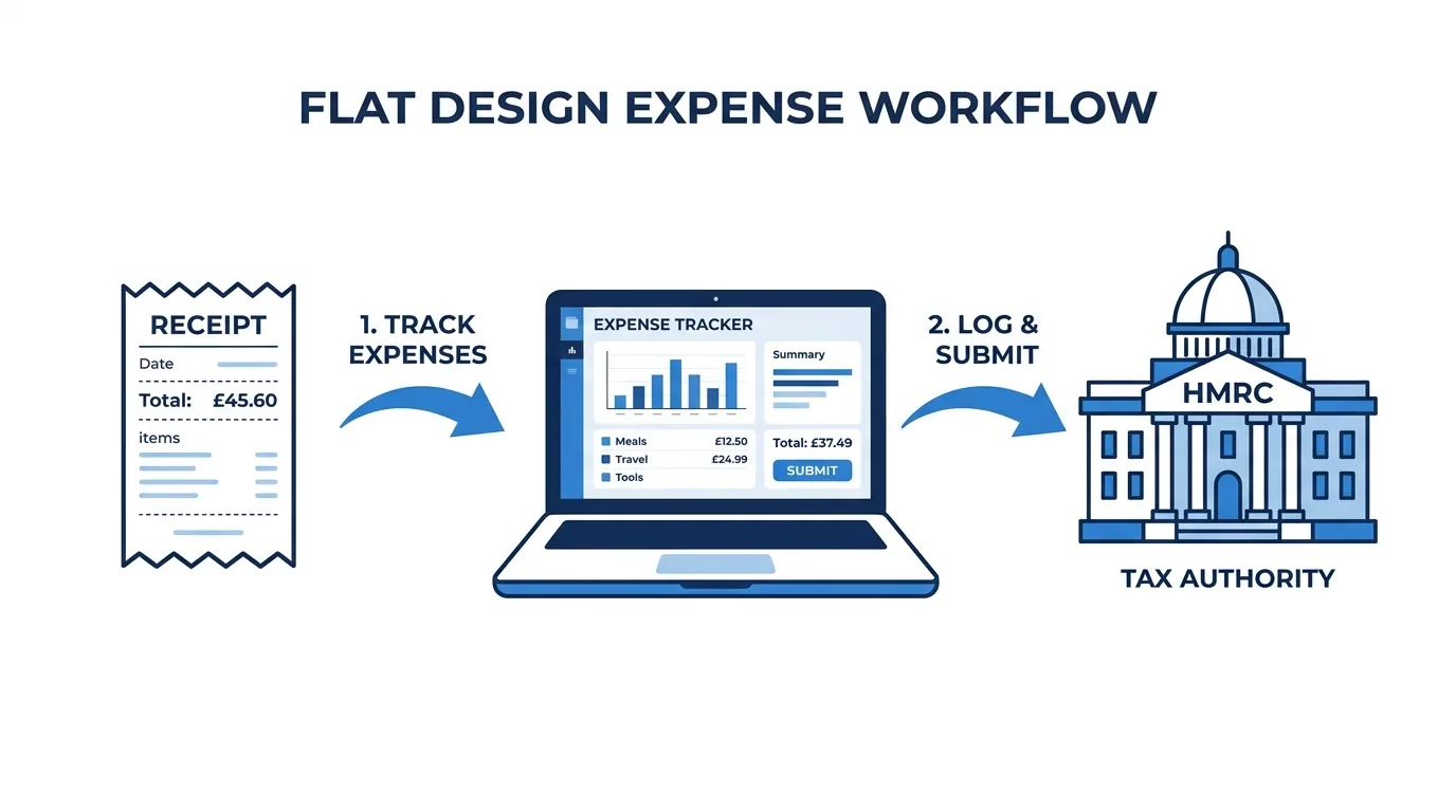 Diagram showing digital link between receipt capture, expense tracker and HMRC Making Tax Digital submission