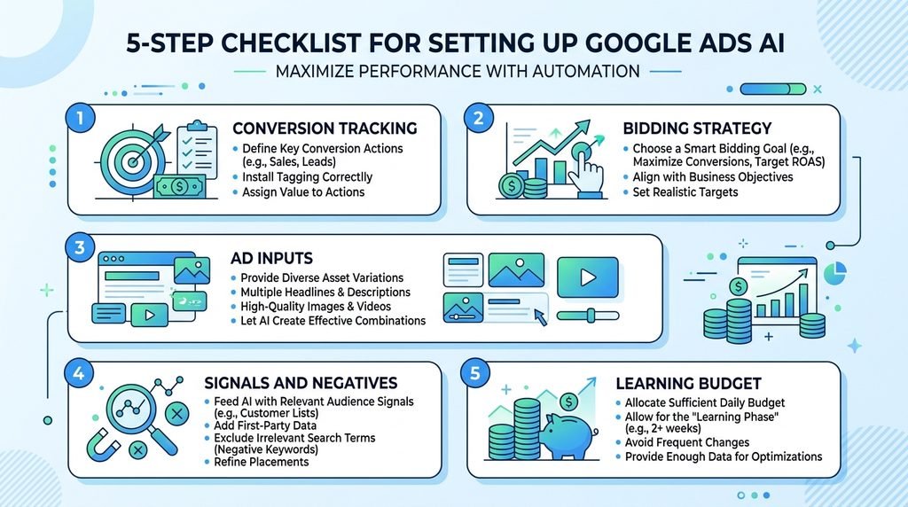 Five-step checklist for setting up AI in Google Ads