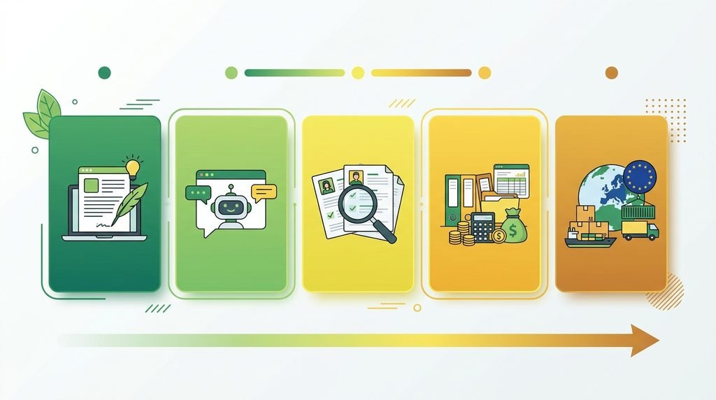Illustration of five small business AI use cases ranked from lower to higher regulatory risk