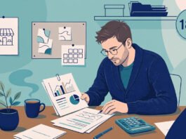 UK business owner reviewing Capital Gains Tax paperwork before selling a company