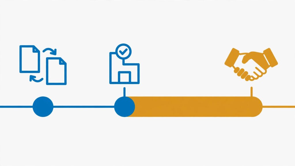 Timeline showing exchange, completion and the two-year window to agree a section 198 election on commercial property